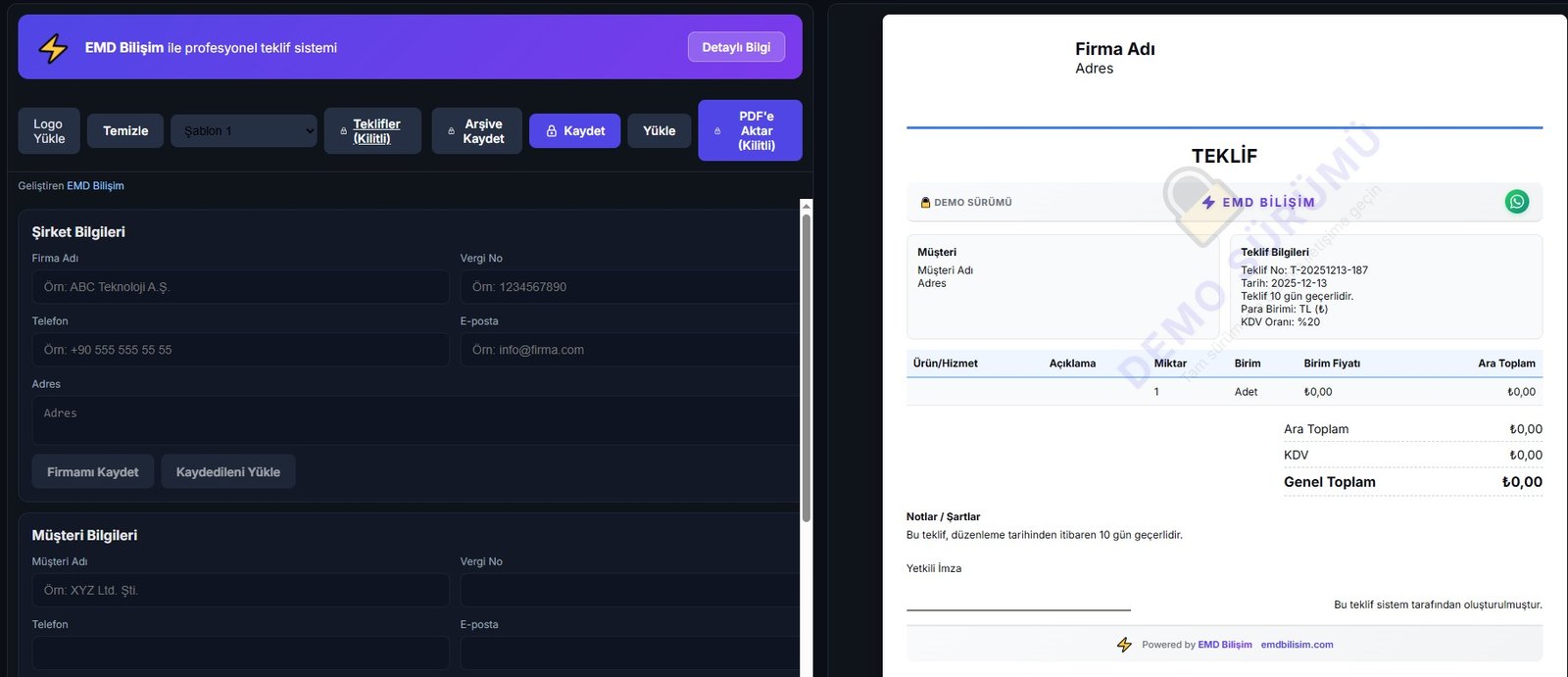 Teklif Oluşturma Sistemi